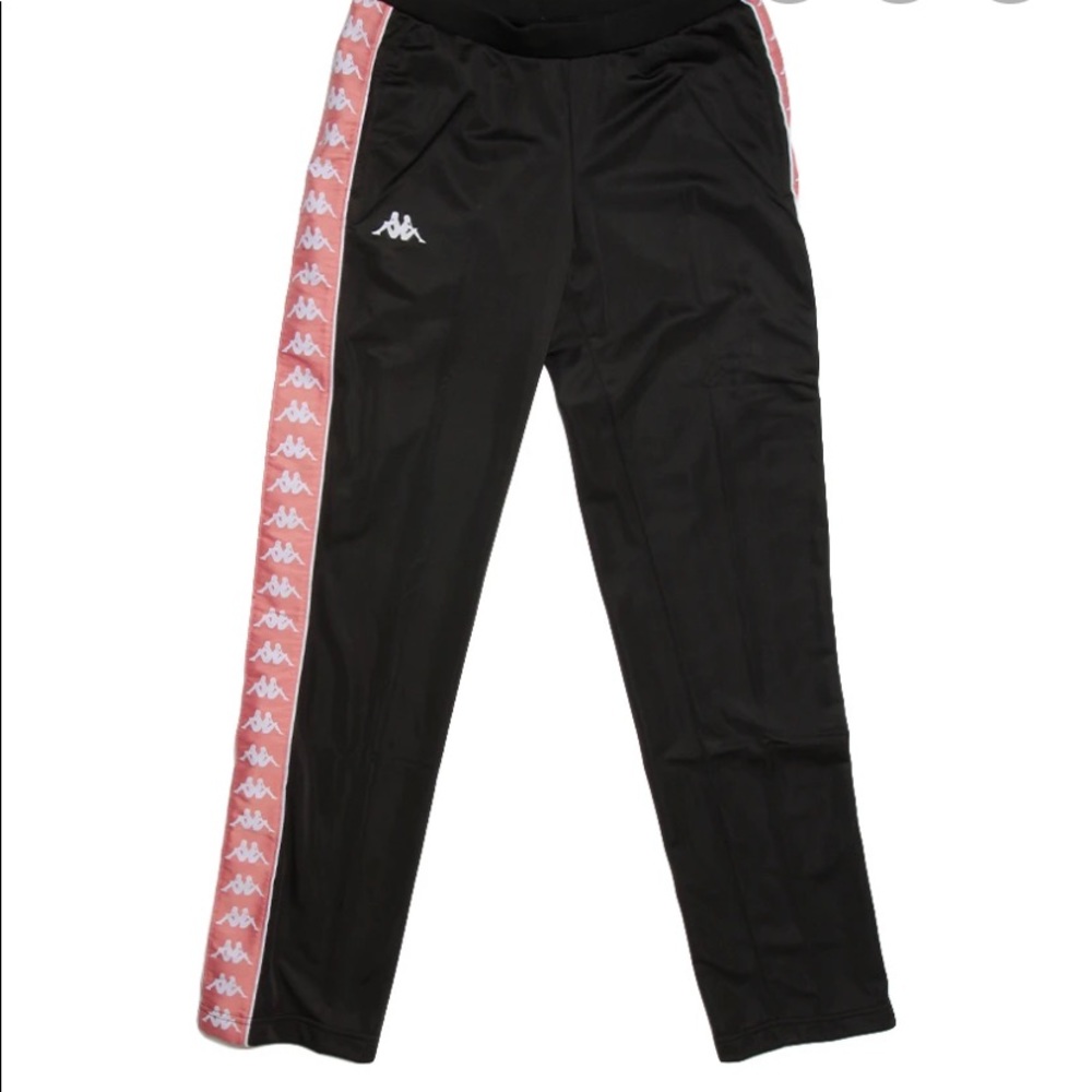 Kappa Pink & Black Track Pants 222 banda - Picture 1 of 4